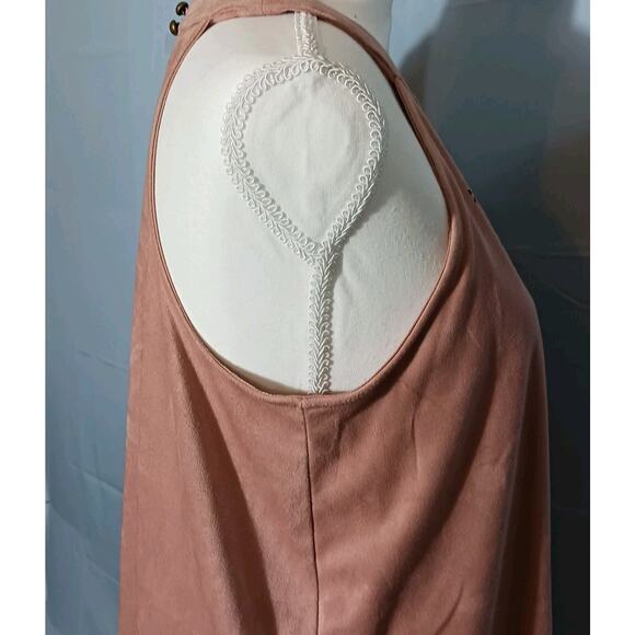 Taylor & Sage Halter Women's Medium Faux Suede Mauve Laser Cut Eyelet Tank - Picture 6 of 13